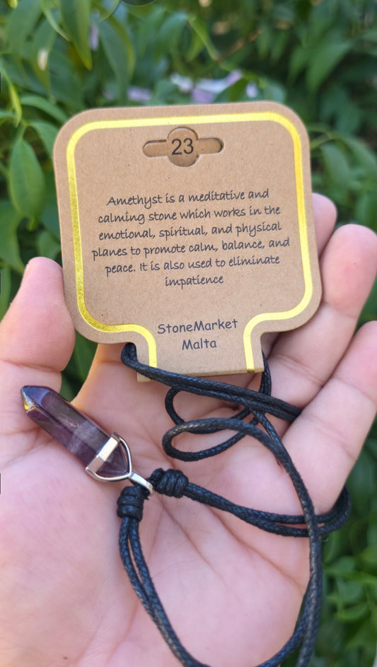 Amethyst Crystal Point Pendant Necklace