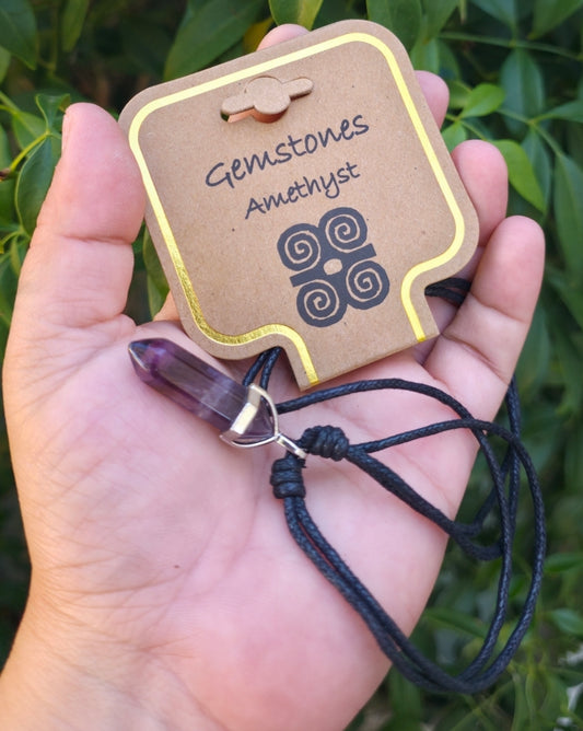 Amethyst Crystal Point Pendant Necklace